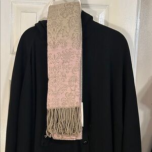 Chic Beige and Pink Patterned Scarf